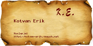 Kotvan Erik névjegykártya